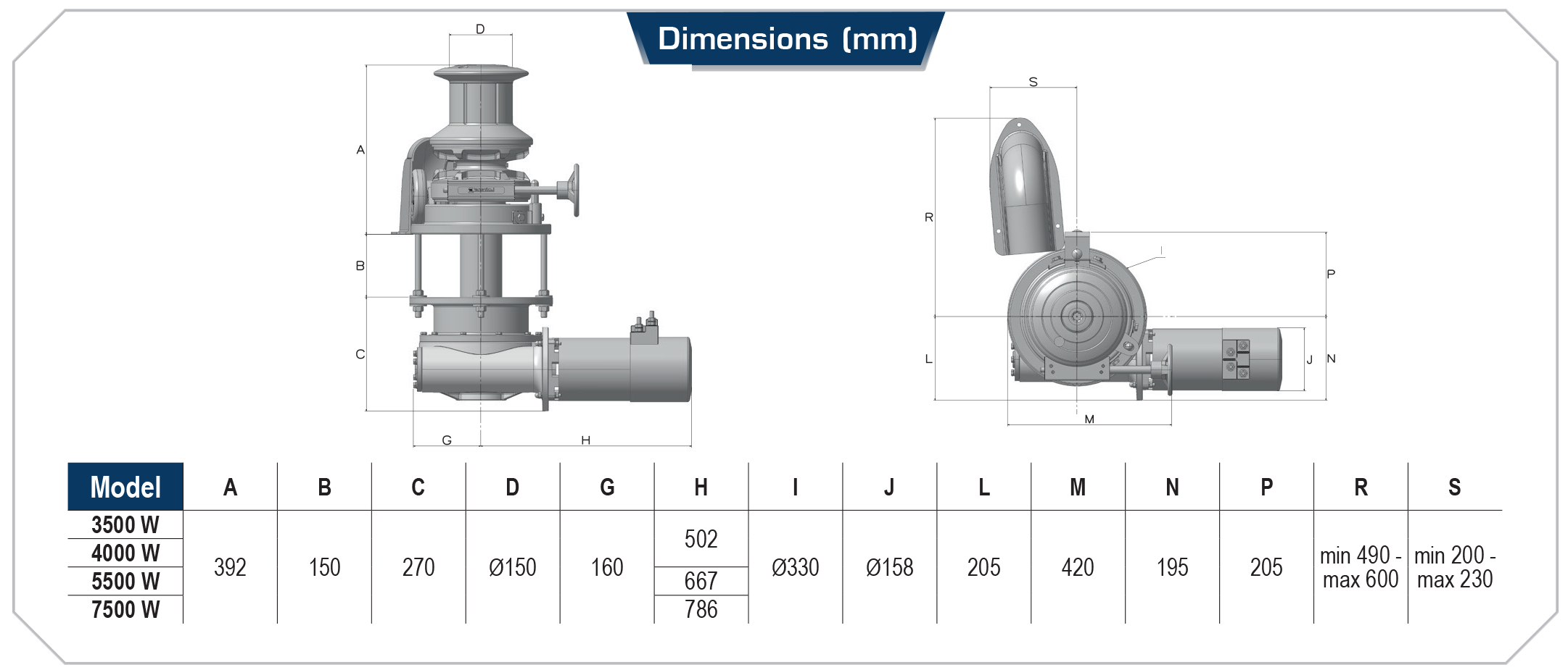 Ercole vertical updated dimensions